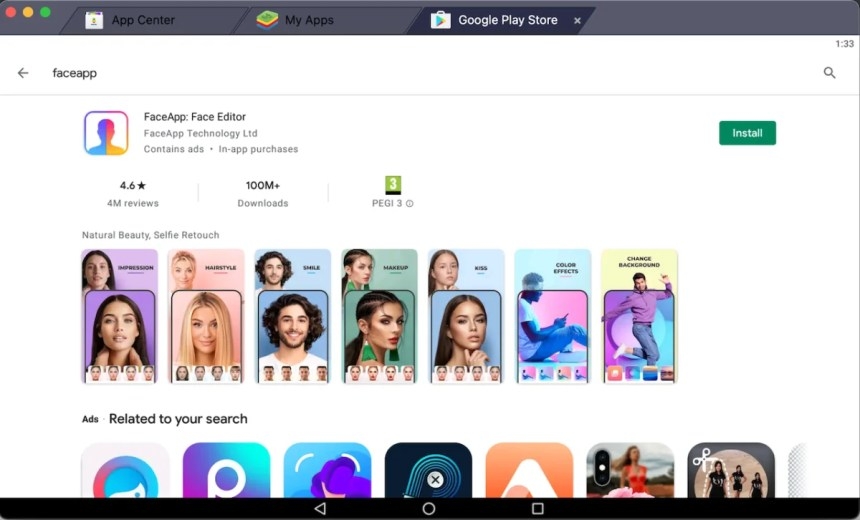 Bluestack - FaceApp Online auf PC