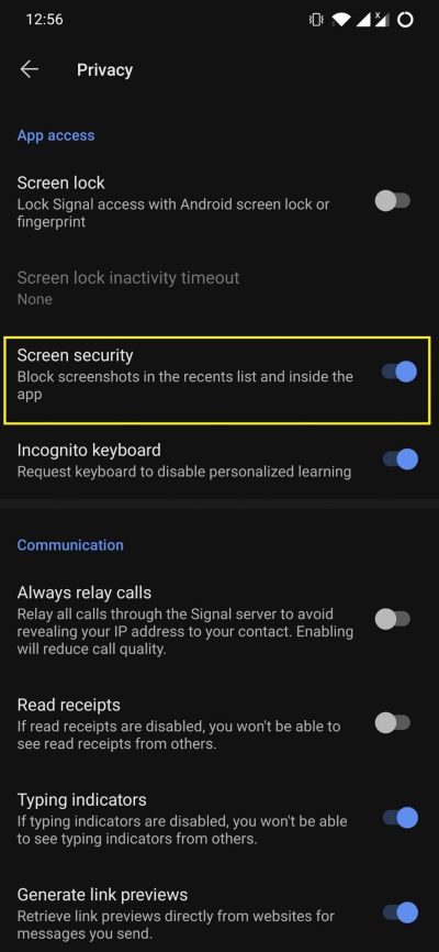 Abilita Opzione Sicurezza dello Schermo per Fermare Screenshot