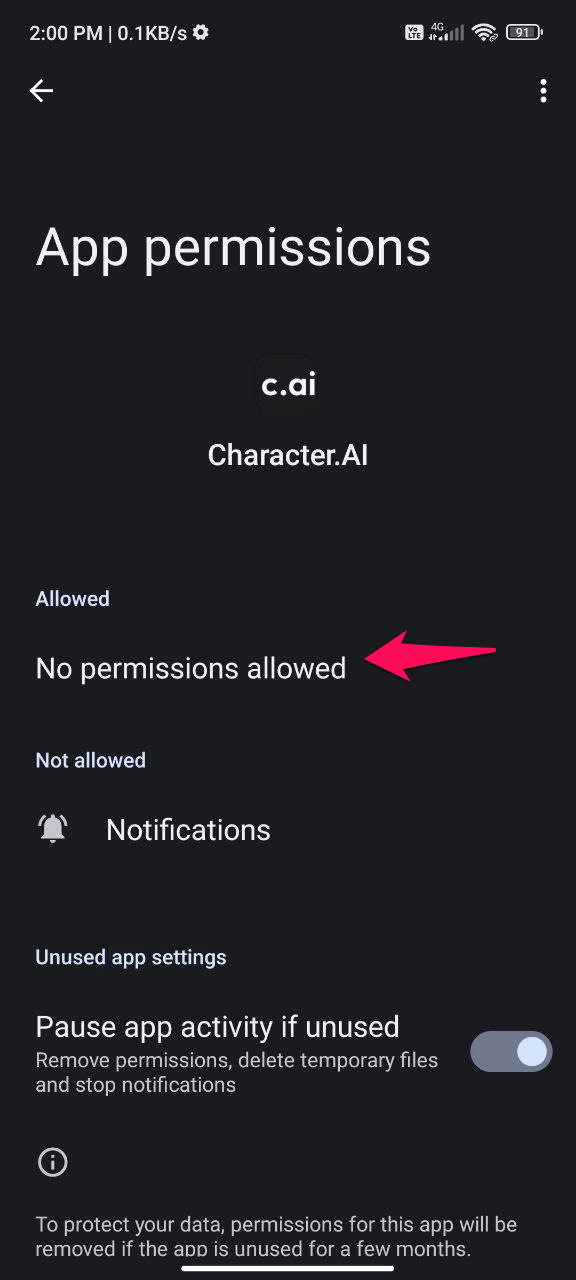 안드로이드에서 Character.AI 앱이 작동하지 않는 문제 해결 방법 4
