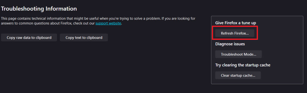 Сбросьте Firefox - Устранение PR_CONNECT_RESET_ERROR