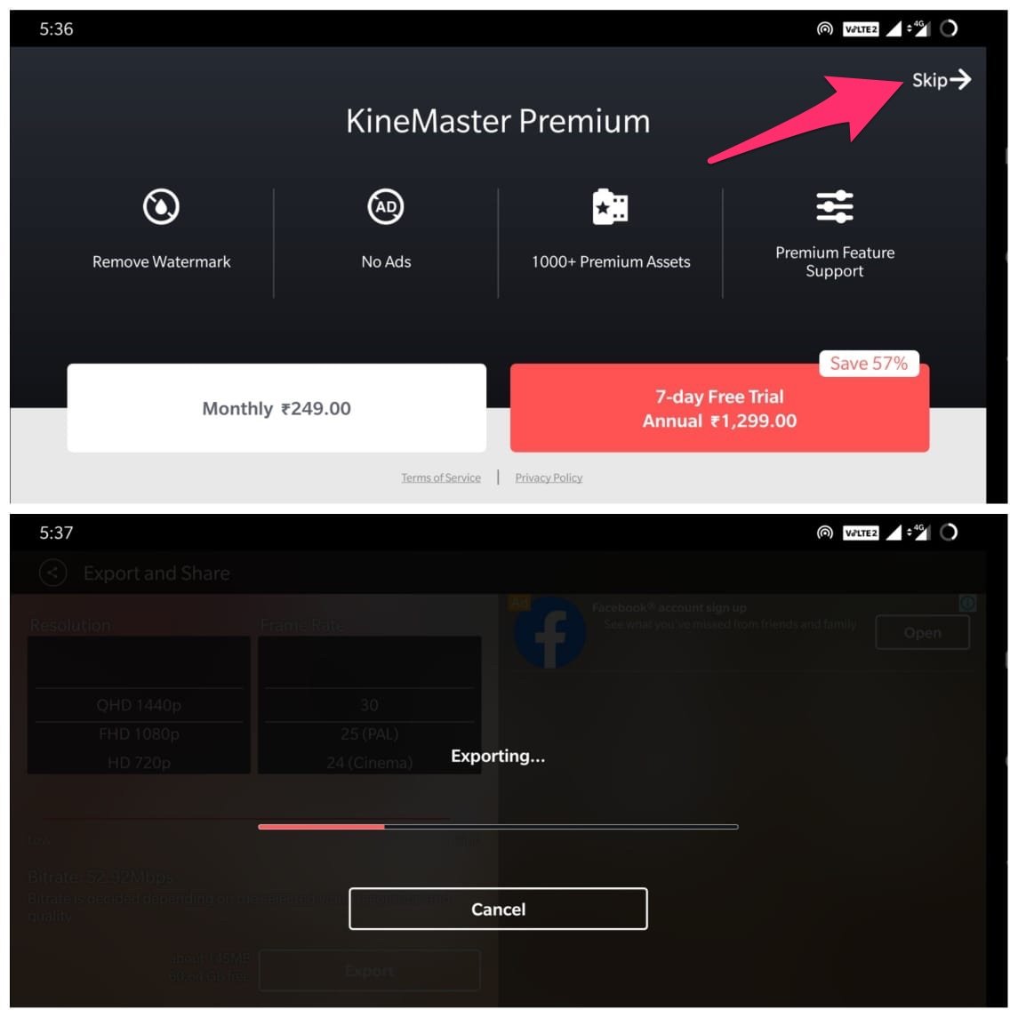 Passer la section Premium et exporter la vidéo