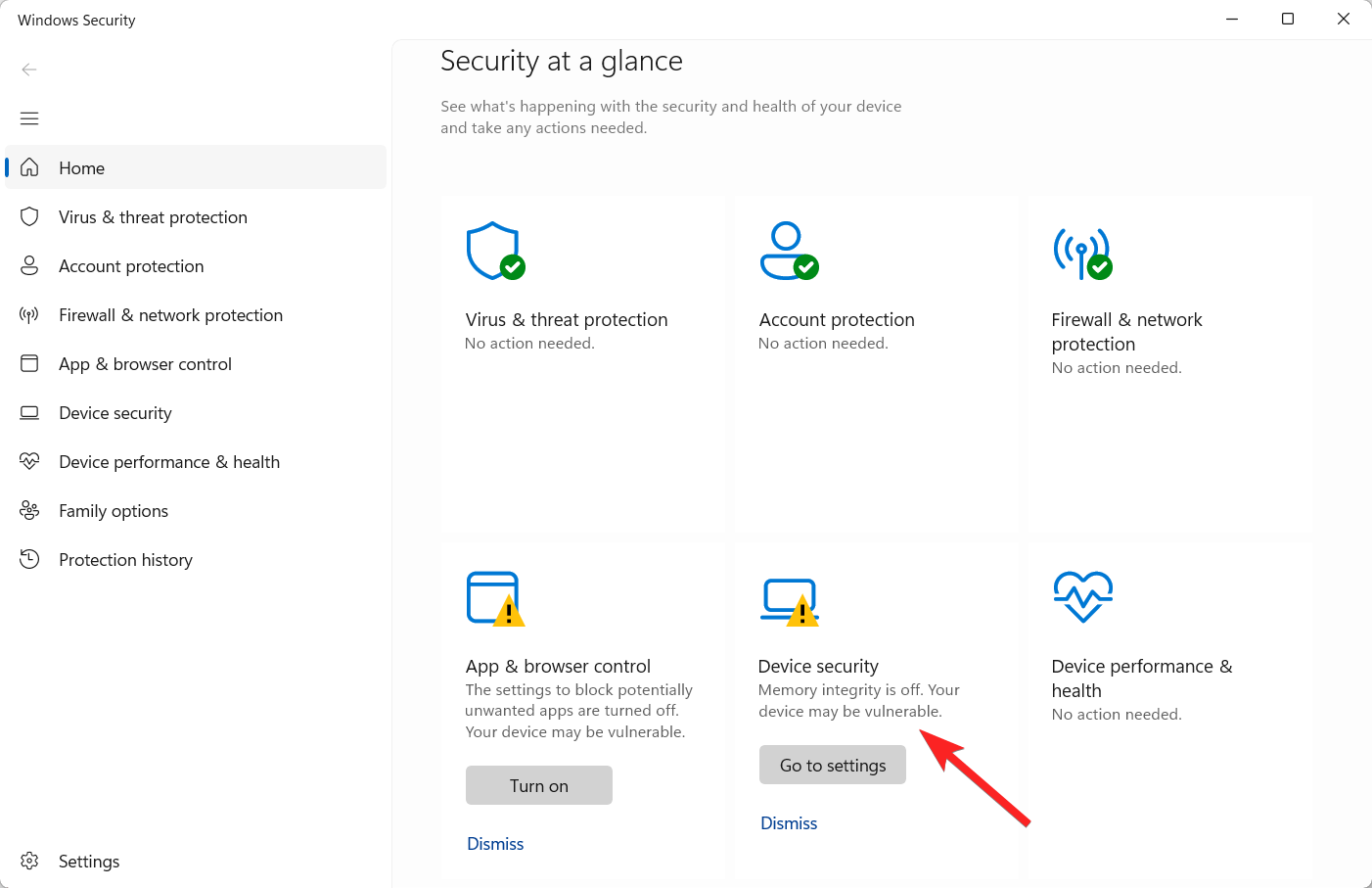 Seleziona Sicurezza del Dispositivo