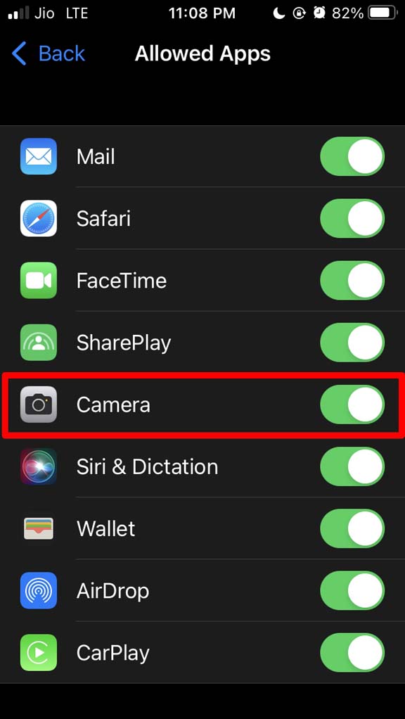 Kamera-App aktivieren