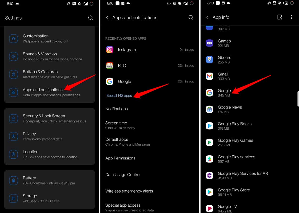 Googleアプリの設定に移動