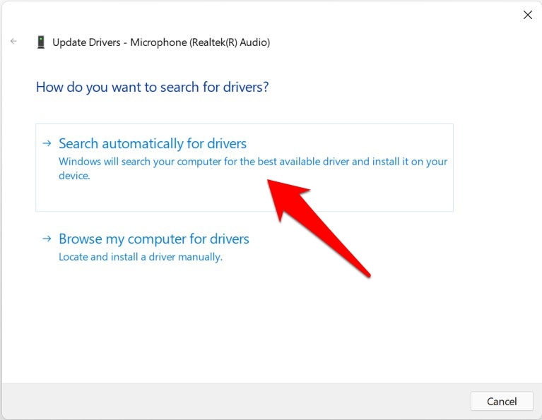 cerca automaticamente i driver del microfono in windows 11
