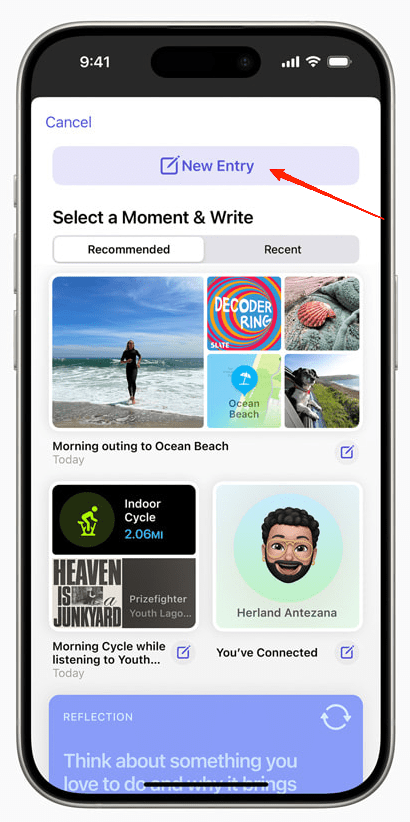 appuyez sur l'option Nouvelle entrée ou sélectionnez simplement l'une des suggestions.