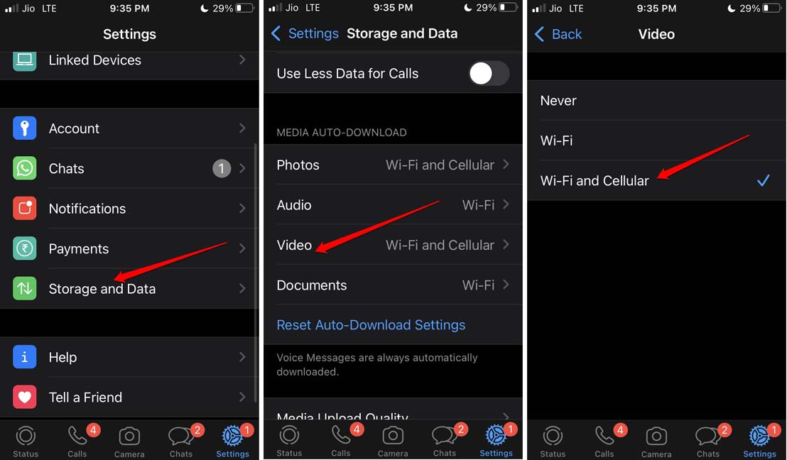 enable download WhatsApp video automatically