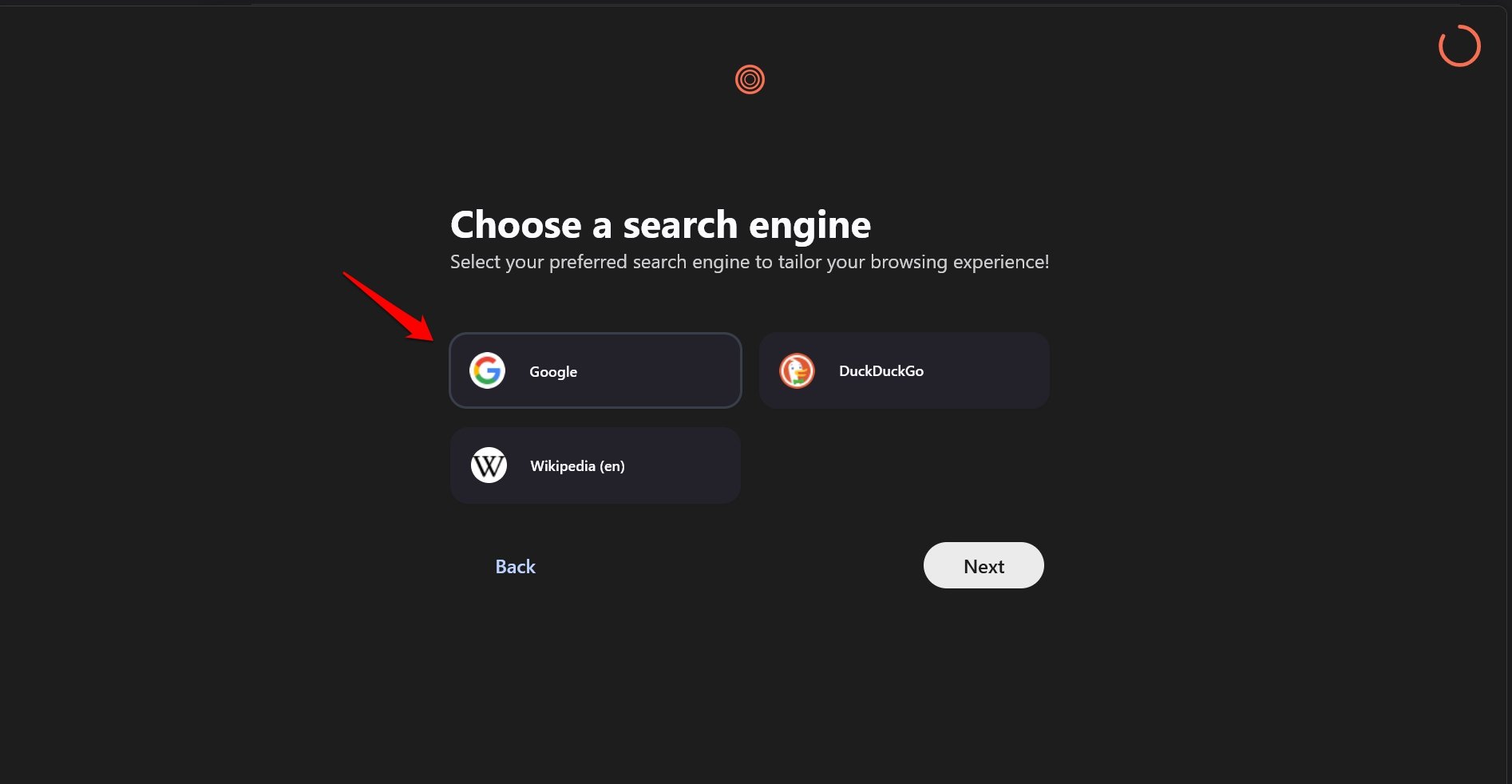 Wählen Sie eine Suchmaschine für den Zen-Browser