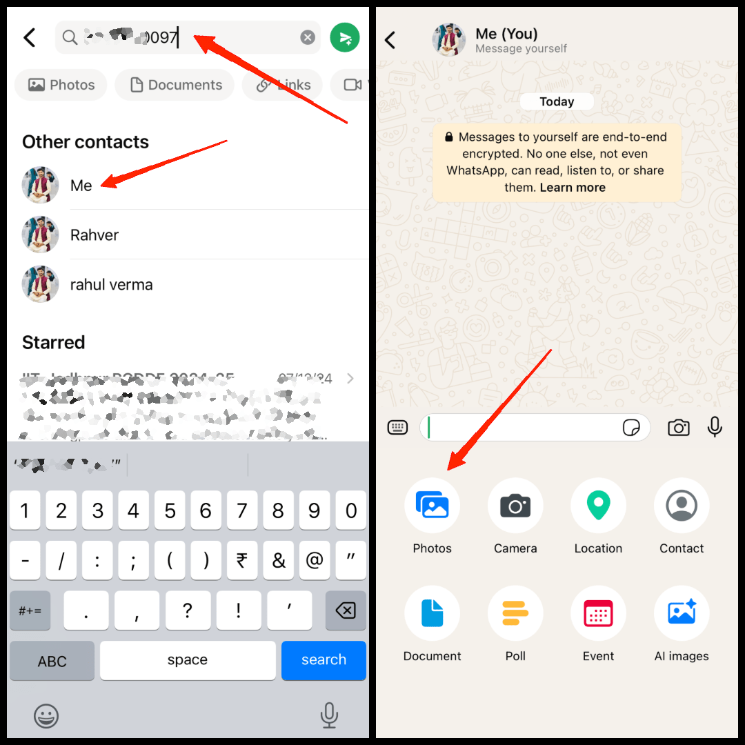 Abra o WhatsApp e procure pelo seu número de contato.