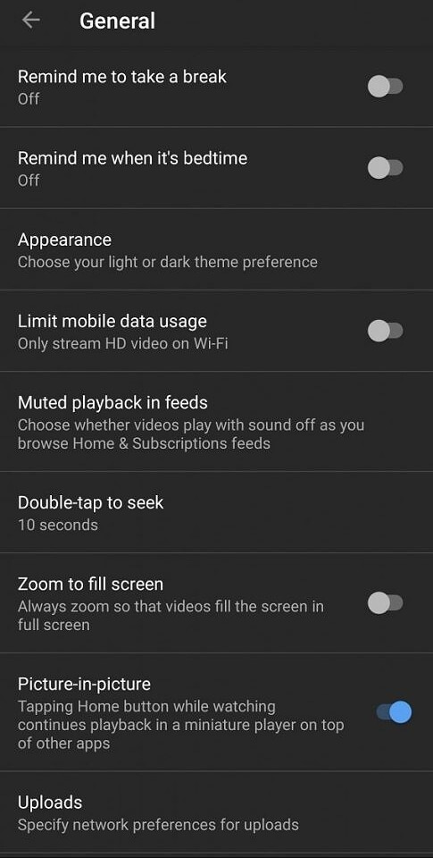 YouTube agrega recordatorio de hora de dormir