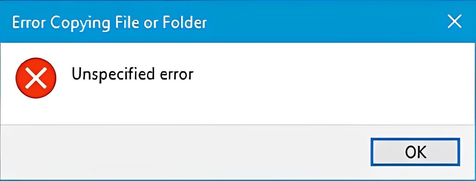 Unbestimmter Fehler beim Kopieren von Dateien oder Ordnern in Windows