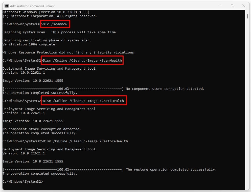 システムのスキャンと修復 - このPCはWindows 11を実行できませんエラーのHyper-V