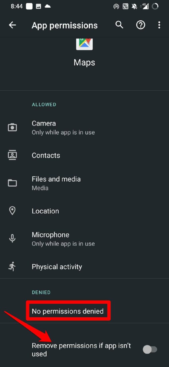 desactivar eliminar permiso de la aplicación Google Maps