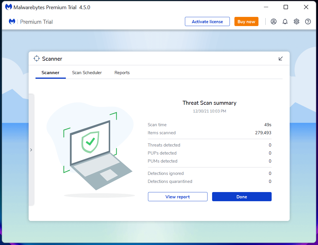 Risultati Malwarebytes