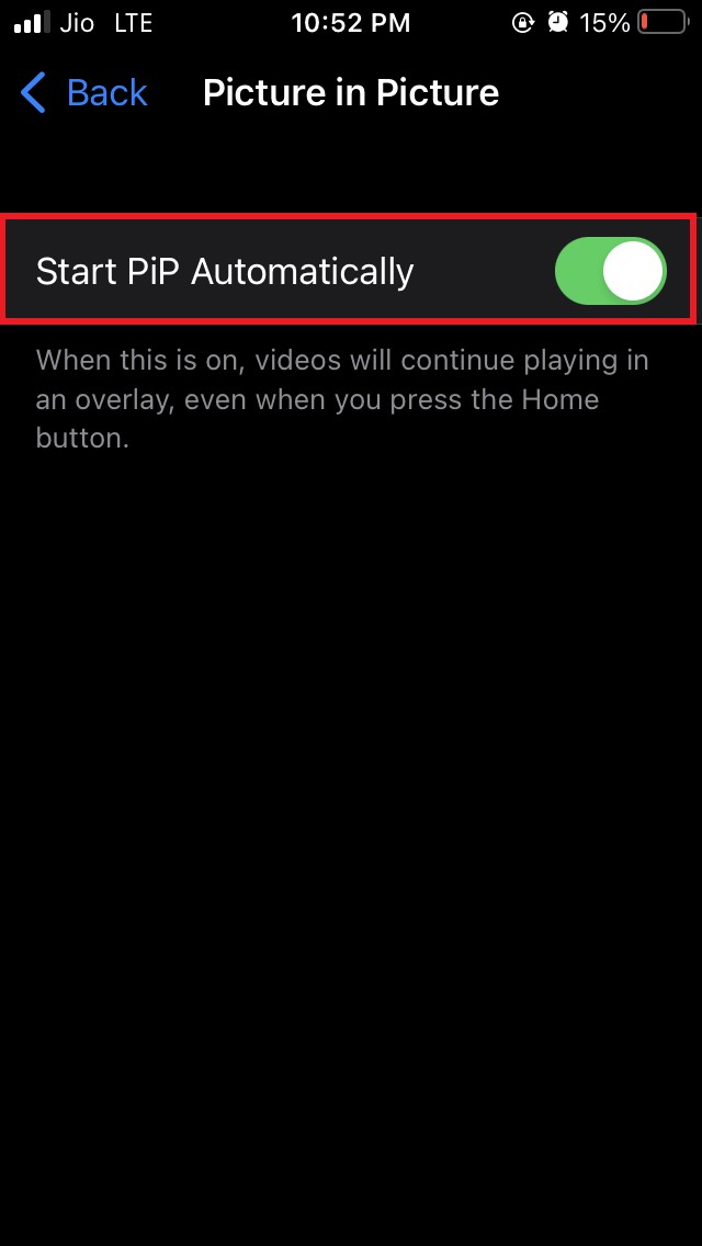 Démarrer PiP automatiquement
