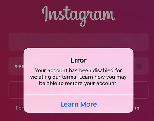 Account Instagram Disabilitato