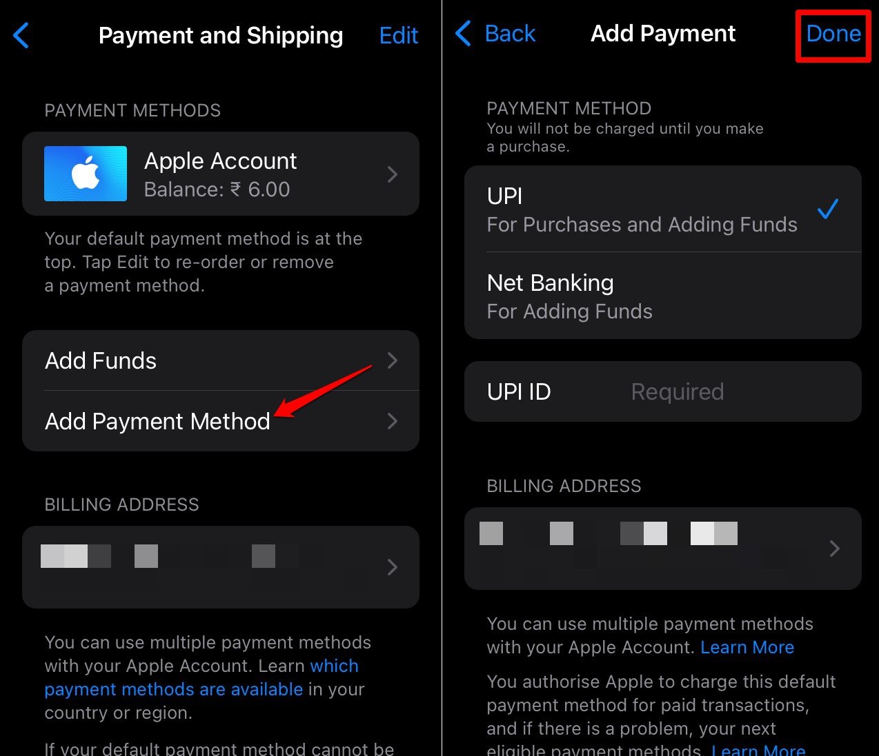 actualizar el método de pago en la configuración del iPhone