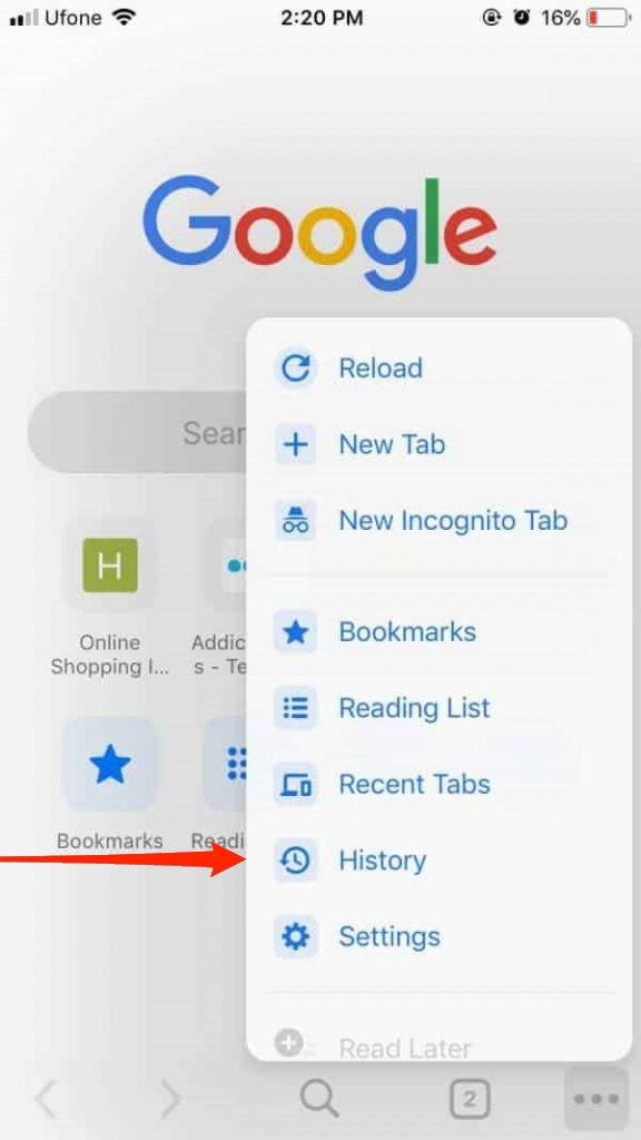 Histórico do Chrome