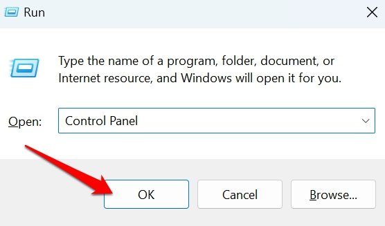 accedi al pannello di controllo di Windows 11 dalla finestra Esegui