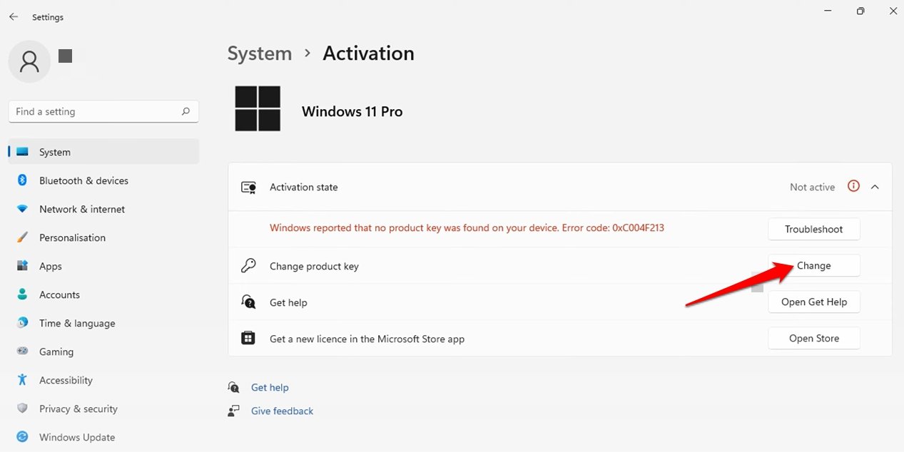 Windows 11でプロダクトキーを変更