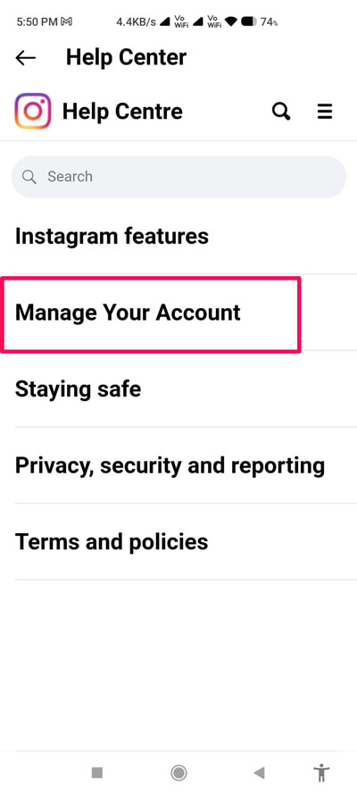 Elimina un account Instagram