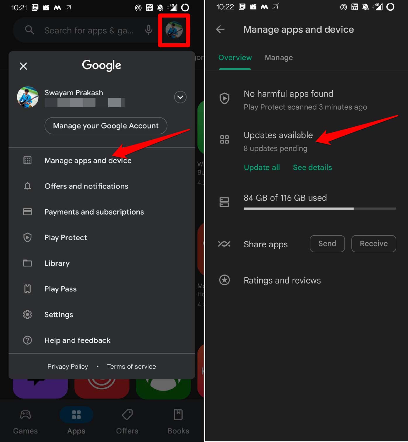 actualizaciones disponibles en Play Store
