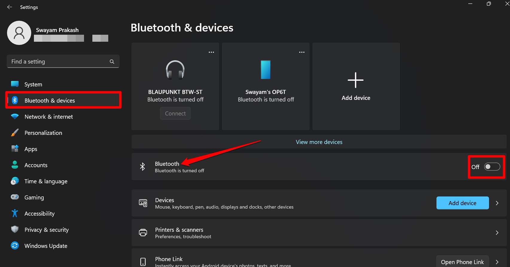 desactivar Bluetooth en PC con Windows