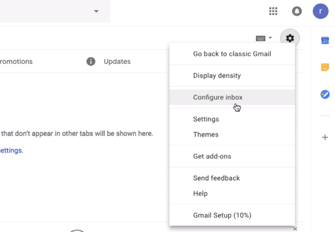 Configurer la boîte de réception pour activer et désactiver la catégorie dans Gmail
